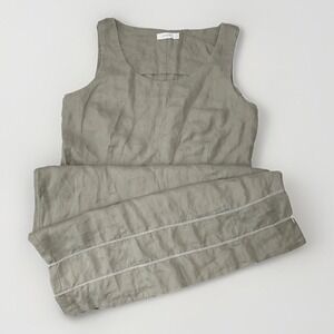 Jodhpur Dress 100% Linen Sleeveless Knit Detail Light Gray Women Sz 44